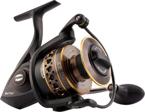 PENN Battle Spinning Reel Kit, Size 5000, Includes Reel Cover and Spare Anodized Aluminum Spool, Right/Left Handle Position, HT-100 Front Drag System