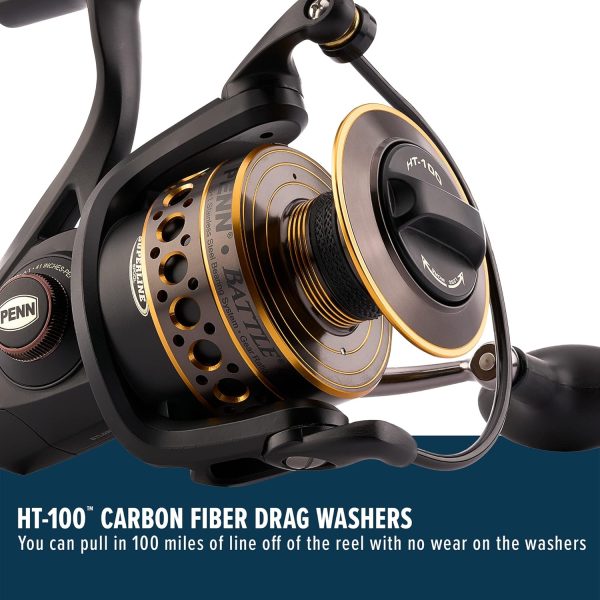 PENN Battle Spinning Reel Kit, Size 5000, Includes Reel Cover and Spare Anodized Aluminum Spool, Right/Left Handle Position, HT-100 Front Drag System - Image 4