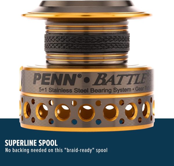 PENN Battle Spinning Reel Kit, Size 5000, Includes Reel Cover and Spare Anodized Aluminum Spool, Right/Left Handle Position, HT-100 Front Drag System - Image 6