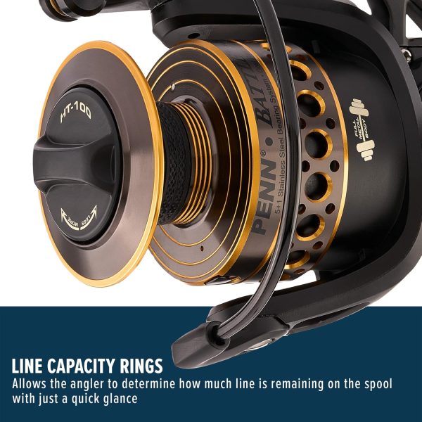 PENN Battle Spinning Reel Kit, Size 5000, Includes Reel Cover and Spare Anodized Aluminum Spool, Right/Left Handle Position, HT-100 Front Drag System - Image 7